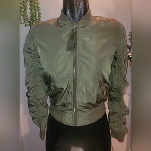Bershka Olive Green Bomber Style Jacket XS